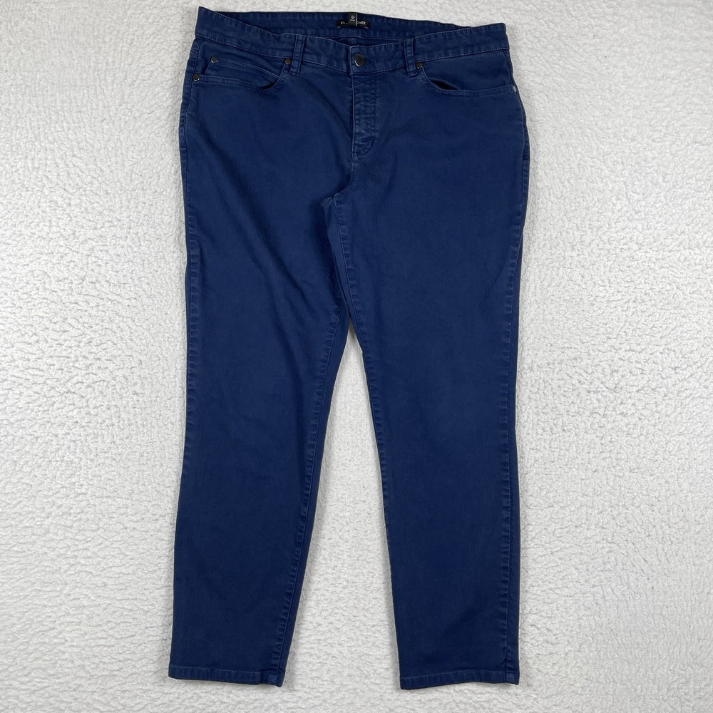 Eileen Fisher Jeans Womens 12 Slim Blue Organic Denim Casual Workwear Travel